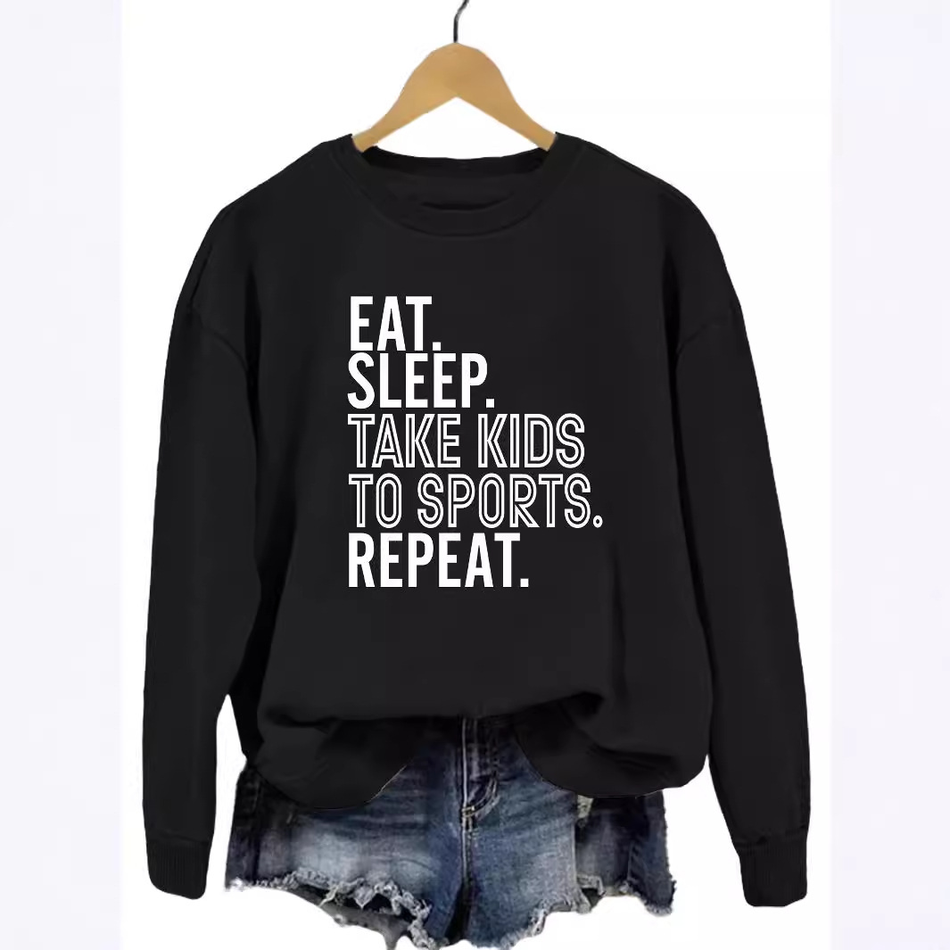 Amazon eBay estación independiente transfronteriza EAT SLEEP TAKE KIDS impreso suéter de cuello redondo casual de manga larga