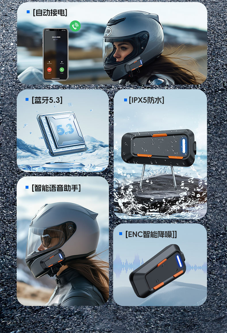 Motorcycle helmet wireless bluetooth headset driving camera recorder APP real-time video double intercom headset