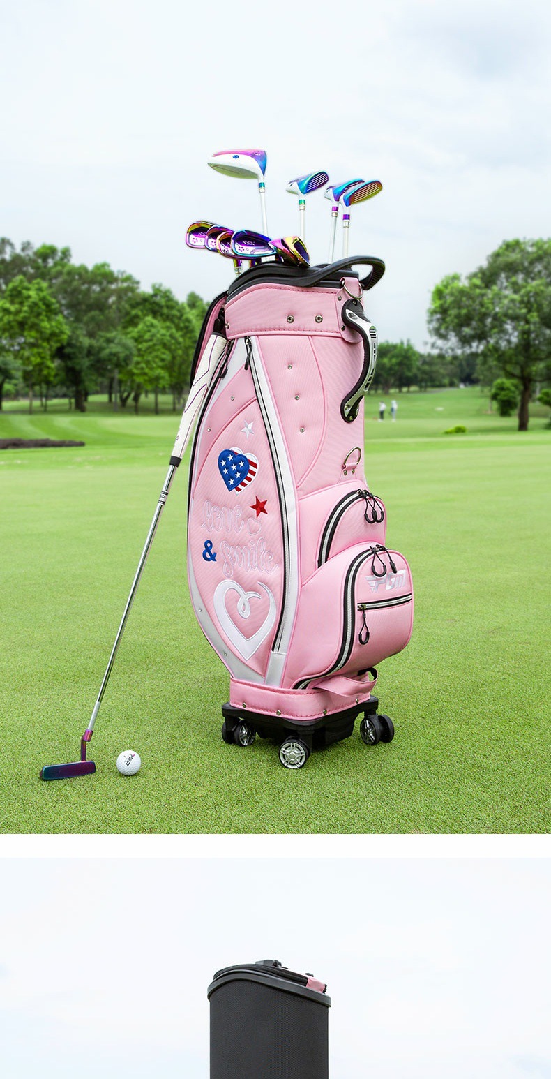 Túi golf PGM 4 bánh vạn năng chống nước, cao 127cm, đựng 13 gậy — Qb135-màu Hồng, QB135-Màu đen chi tiết 6