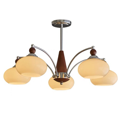 Bauhaus cream wind antique living room and bedroom chandeliers, designer walnut creative persimmon glass restaurant lighting