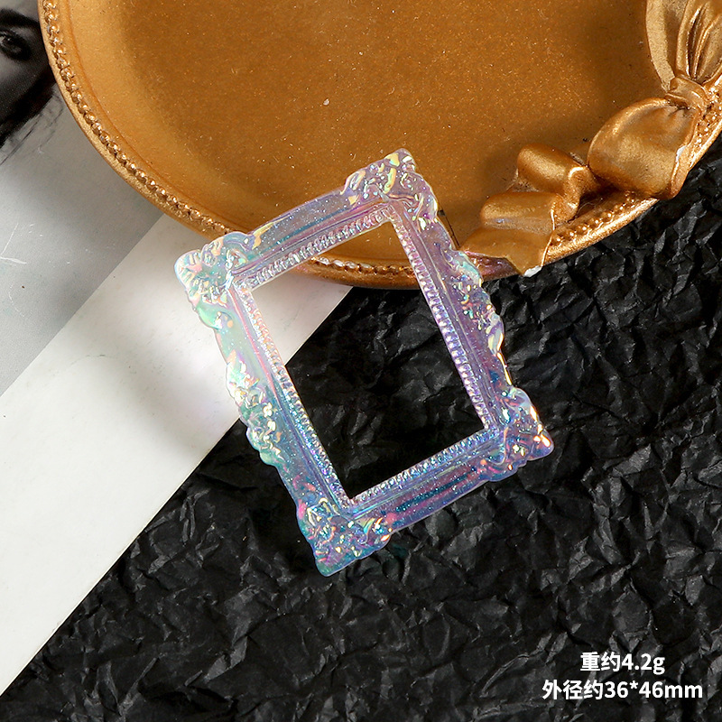 カラフルなレーザー塗装バロックスタイルフォトフレーム樹脂小物クリエイティブ diy クリーム接着剤撮影装飾小道具|undefined
