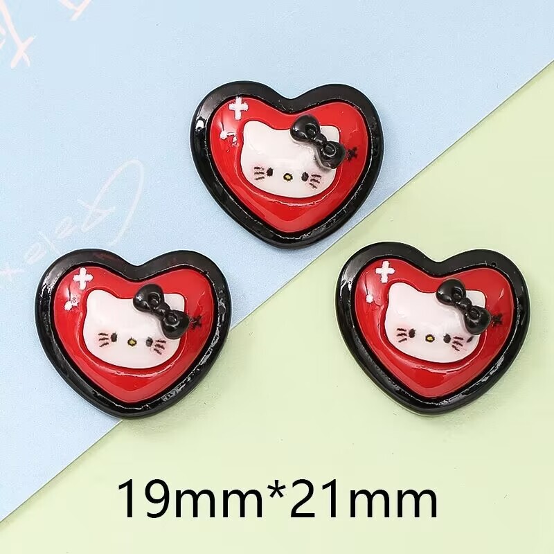 漫画黒と赤の猫樹脂アクセサリー DIY クリーム接着剤ヘアピン携帯電話ケース電気自動車水カップ靴バックル装飾|undefined