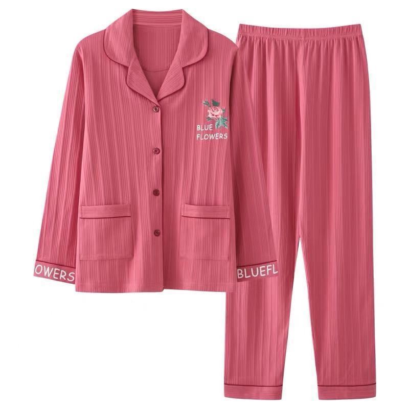 100% pijamas de algodón de las mujeres de primavera y otoño más el tamaño de manga larga prendas de vestir exteriores coreano lindo algodón ropa de casa traje de invierno