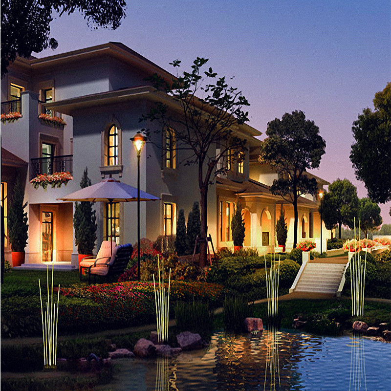 Lámpara de caña de fibra óptica LED lámpara de jardín creativo al aire libre parque Villa paisaje Lámpara decorativa iluminación del jardín lámpara de césped