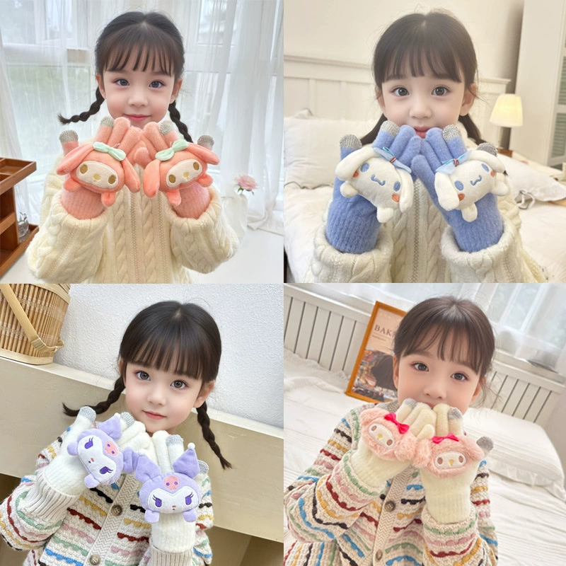 Sanrio демисезонные детские мультяшные перчатки удерживающая тепло детская трикотажная хваталка увеличенная толщина