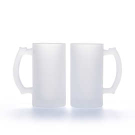 热转印空白玻璃水杯16OZ磨砂啤酒玻璃杯大号可印图片LOGO啤酒杯子