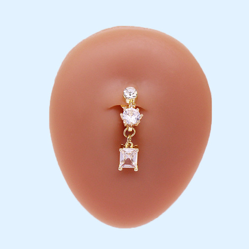 Gaibei European and American cross-border heart-shaped butterfly five-star navel ring navel ornaments without holes navel ring ear clip dual-use square navel nail