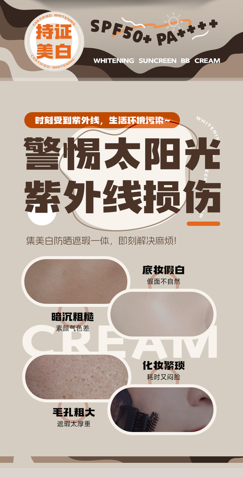 New Skin Magnolia Whitening Sun Protection Cushion BB Cream SPF50 Waterproof, sweat-proof, Non-greasy, No False vaginal discharge Replacement details Picture
