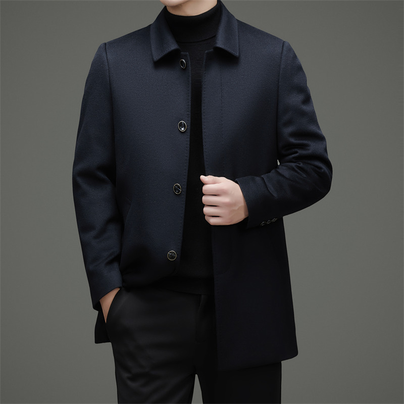 High-End Quality 80% Sheep Wool + Cashmere 20% Goose down Liner Coat 2025 New Autumn and Winter Men's Casual Business