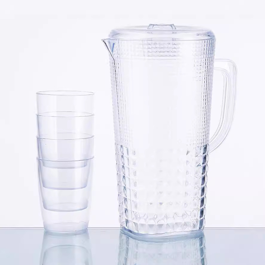 Botella de agua fría de plástico PS en verano tetera doméstica de gran capacidad refrigerador fresco abierto con tetera de agua fría resistente a altas temperaturas