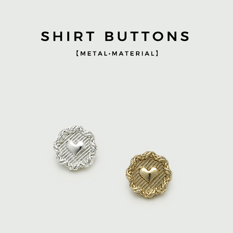Exquisite Lace Round Peach Heart Metal Buttons Heart Shirt Buttons Women's Sweater Cardigan Outwear Decorative Buttons