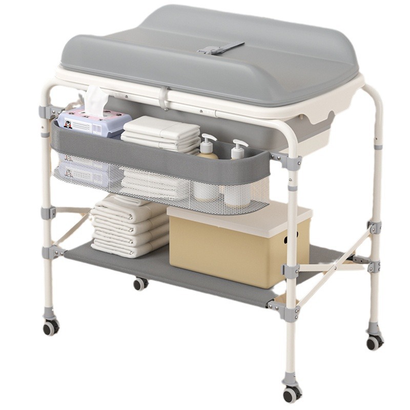 Bañera para bebés 0-3 años bañera para bebés mesa de pañales cama de enfermería plegable estante de almacenamiento de barril de baño