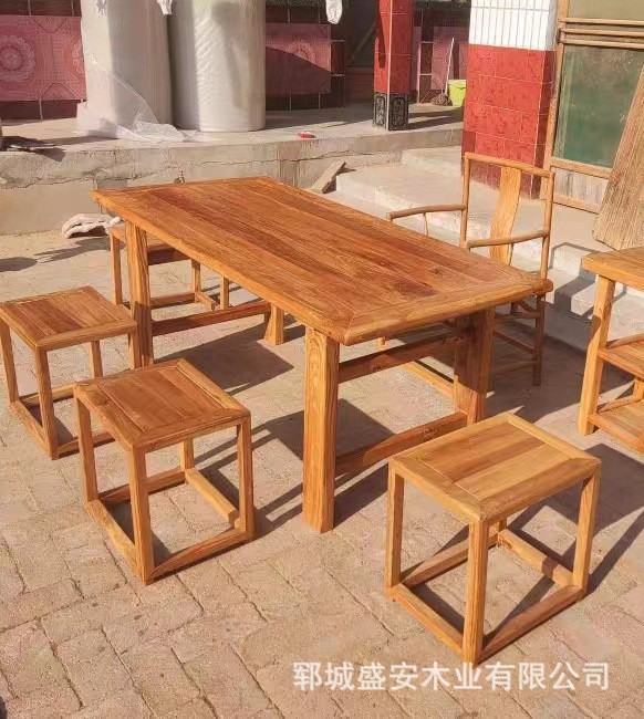 老榆木旧门板方桌复古风化禅意长条凳餐桌餐厅家具实木老榆木茶桌-阿里巴巴