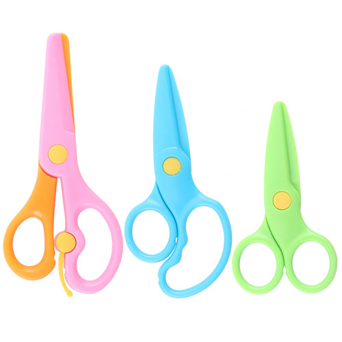 Preschool Student Safety Handmade Plastic Scissors, Art & Craft Scissors, Cartoon Paper-Cutting Scissors