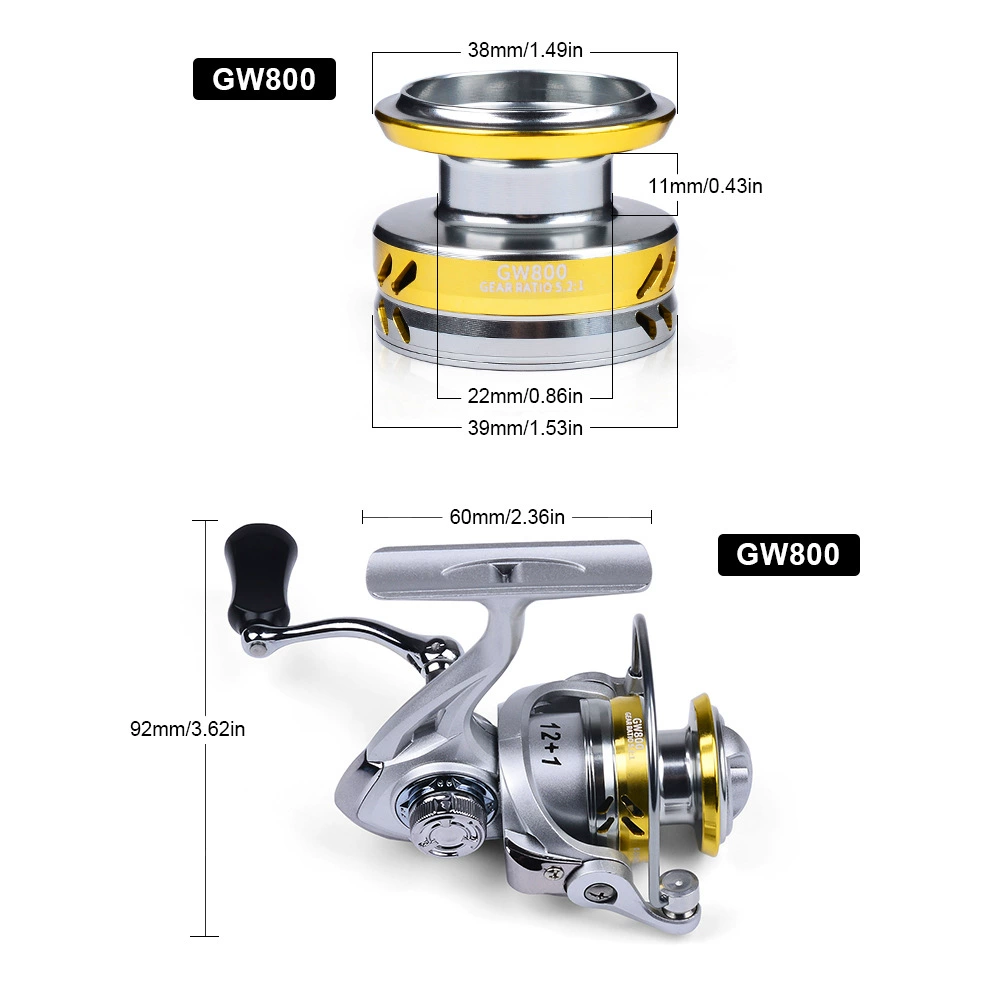 Carrete GW800 con arrastre ajustado mid-pesca