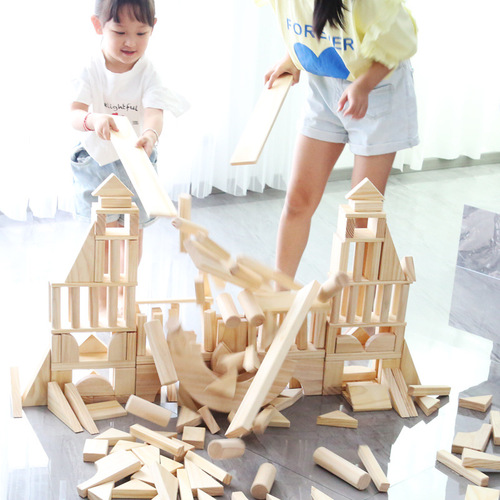 Large building blocks kindergarten construction area material log color solid wood large building blocks assembled building toys