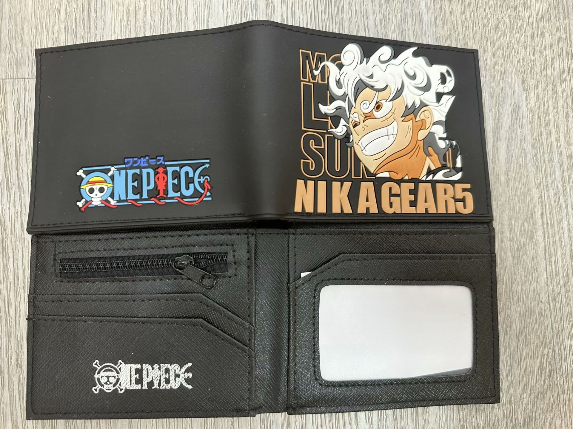 Una pieza de metal cartera anime japonés periférico luffy Sauron Qiao Ba estudiante hombres y mujeres corto PVC