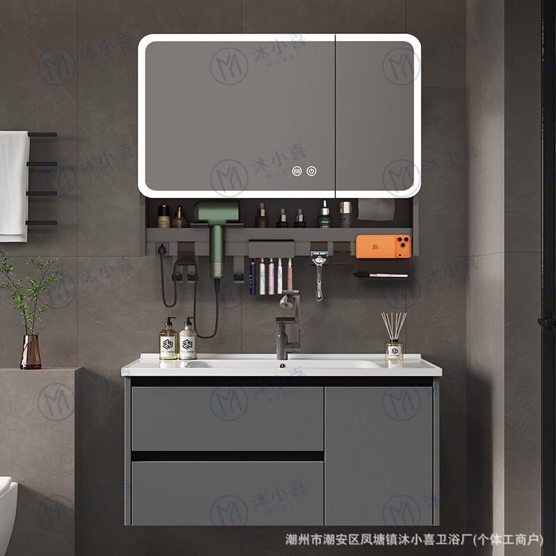 Spc Honeycomb Aluminum Washbasin Drawer Bathroom Cabinet Combination Feng Shui Smart Mirror Cabinet Ceramic Integrated Basin Washbasin Spc Honeycomb Aluminum Washbasin Drawer Bathroom Cabinet Combination Feng Shui Smart Mirror Cabinet Ceramic Integrated Basin Washbasin