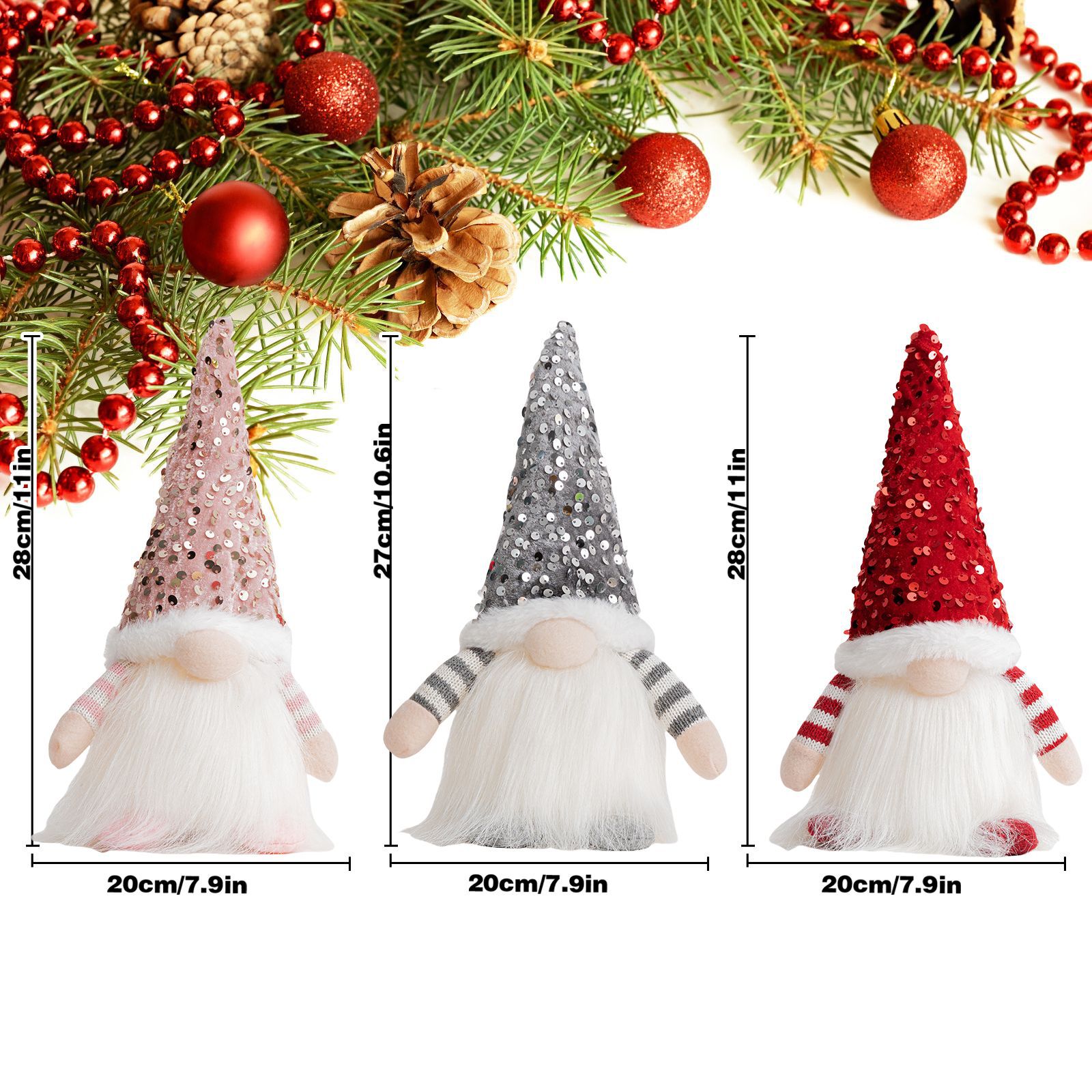 Navidad transfronteriza muñeca sin rostro decoración gorra de sequillas puede brillar adornos encantadores enanos Rudolf