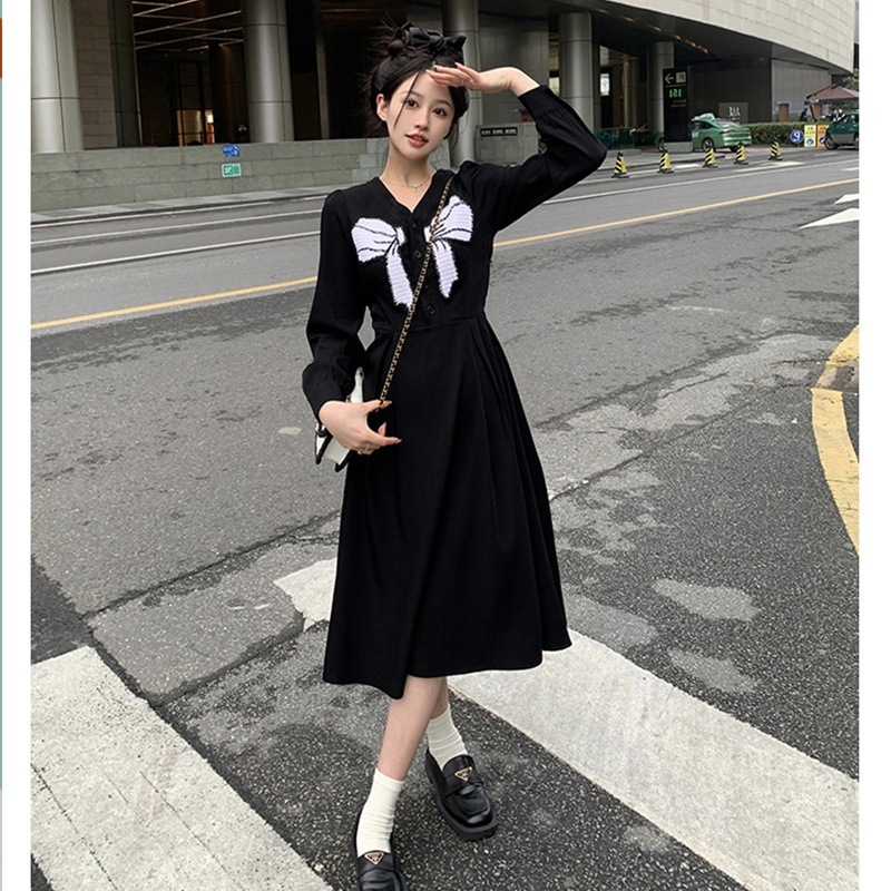 法式赫本风闺蜜西装连衣裙女2025早秋新款大码胖妹妹显瘦小黑裙子|undefined