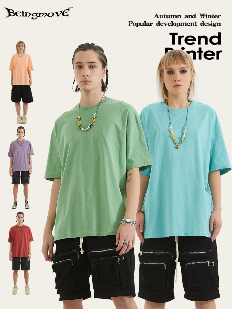 2025 verano marca de moda juvenil de algodón de manga corta para hombres marca de moda camisa en blanco ropa de clase camiseta suelta de manga corta para hombres