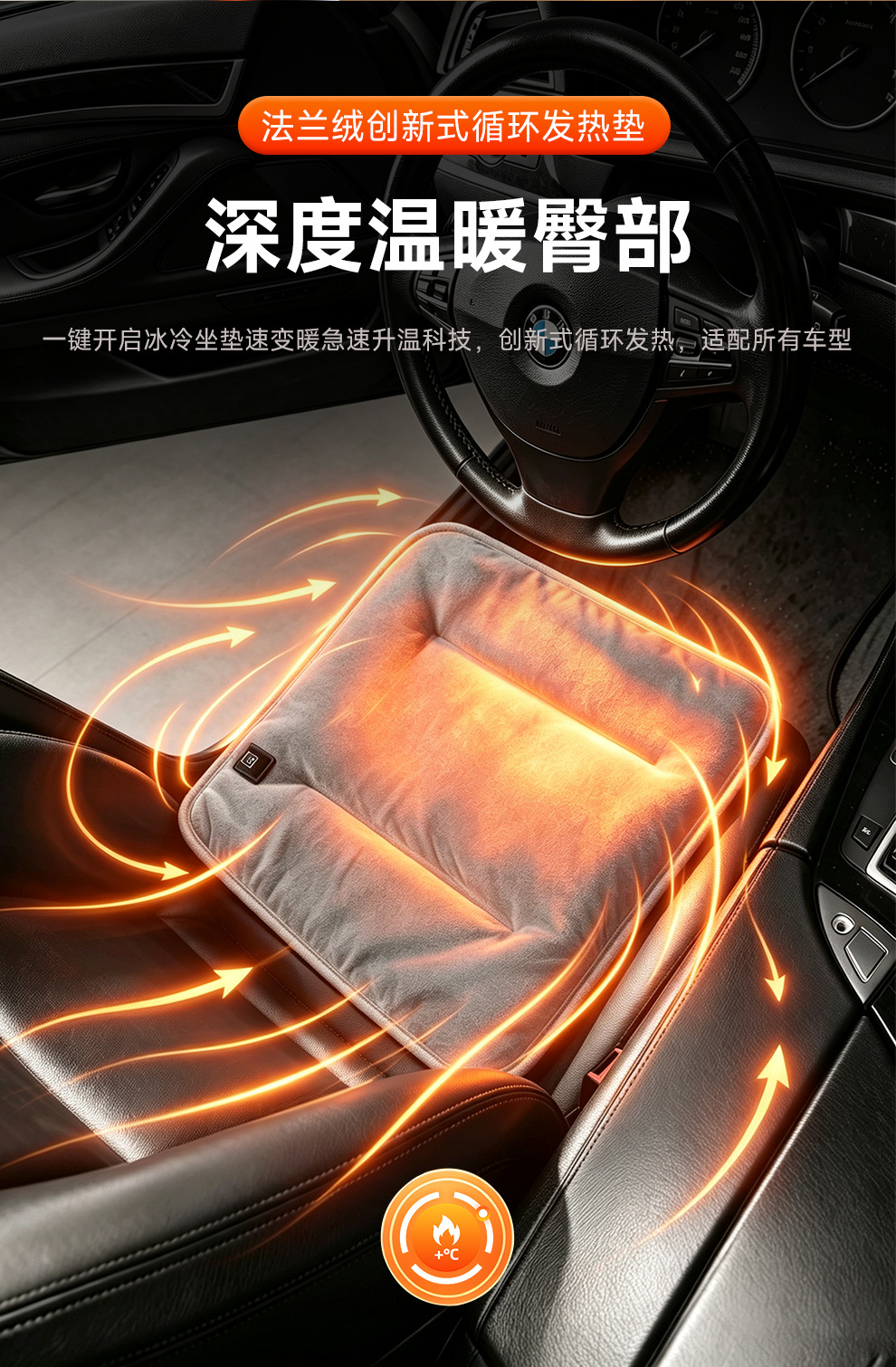 2026 Amazon Cross-Border Car Heated Seat Cushion, Flannel Winter Car Seat Cushion, Dual-Purpose Heated Seat Cushion for Home and Car