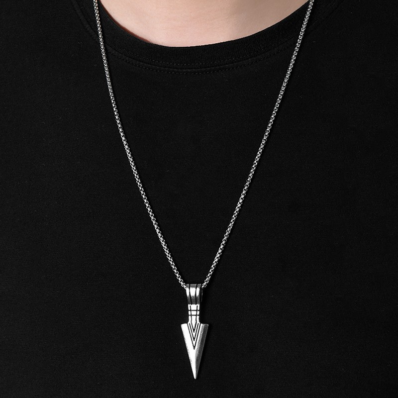 Personalized Spear Head Pendant Necklace In Titanium Steel For Men_voghion.com