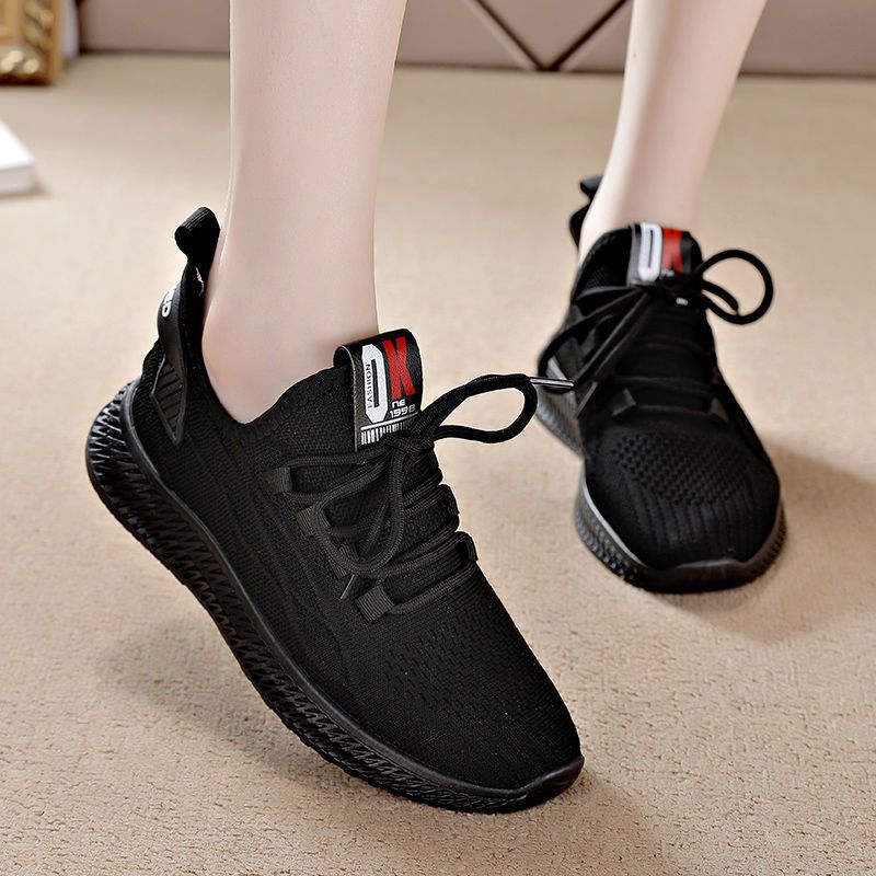 Women's kitchen, work, non slip women's feet are not tired from standing for a long time, work all black sports shoes,_voghion.com