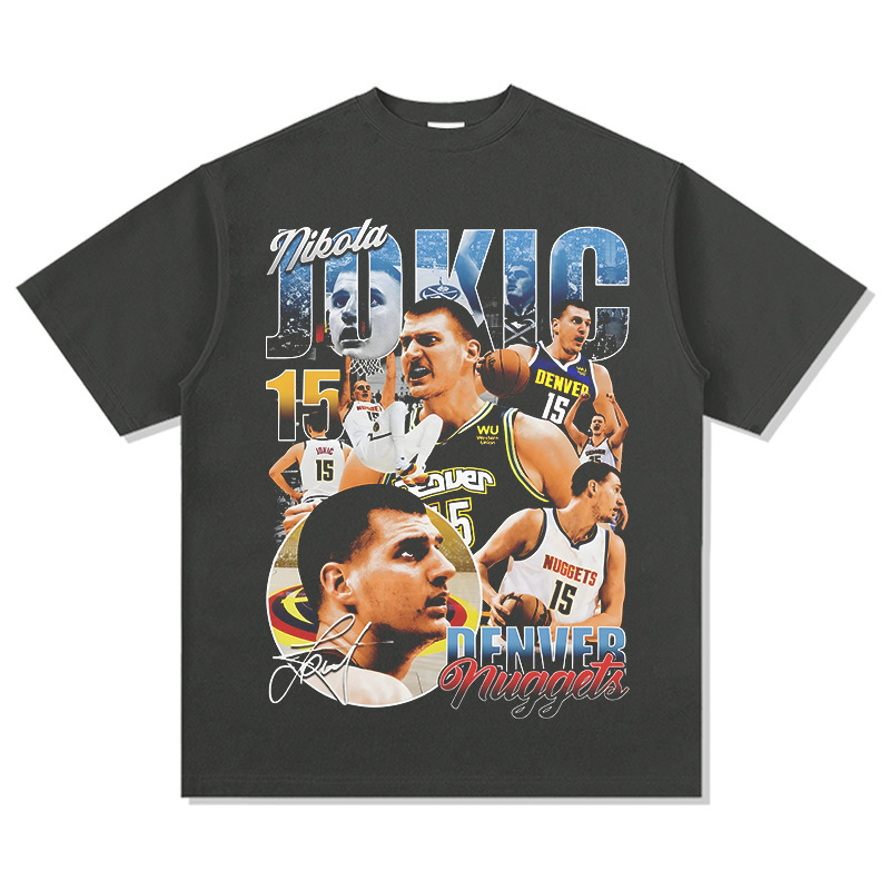 Yorkichi American Star camiseta callejera hip-hop marca de tendencia impresión retro hacer viejo lavado pesado suelto mangas cortas