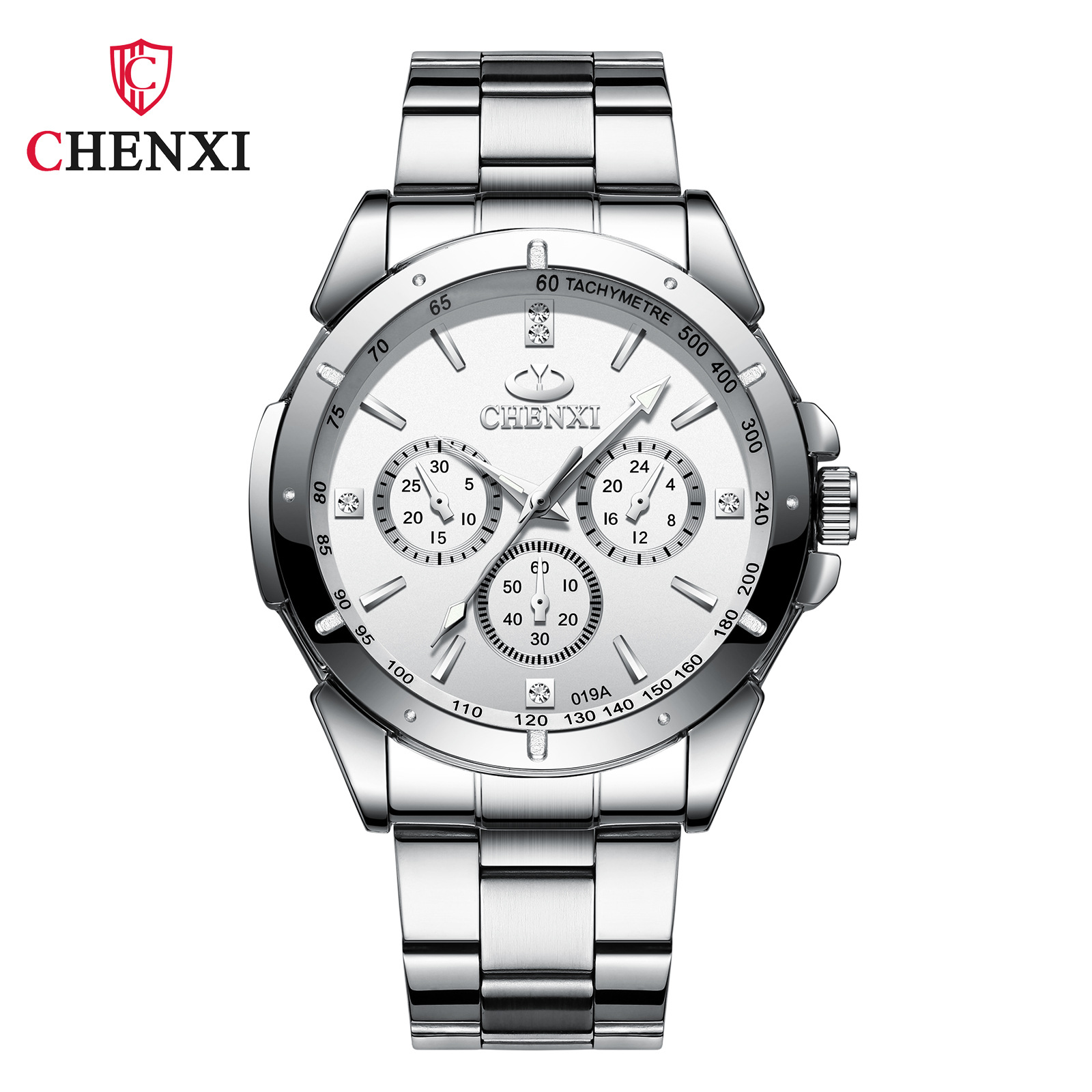 CHENGXI Chenxi 019A pareja moda ronda reloj de cuarzo impermeable creativo correa de acero moda casual Reloj de pulsera