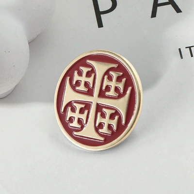 Fashionable and Simple Brooch Round Red Enamel Pin Badge Versatile Bag Collar Decoration (Yaxa sancaqları) - gold-aa05-02-b03e-4-2-2