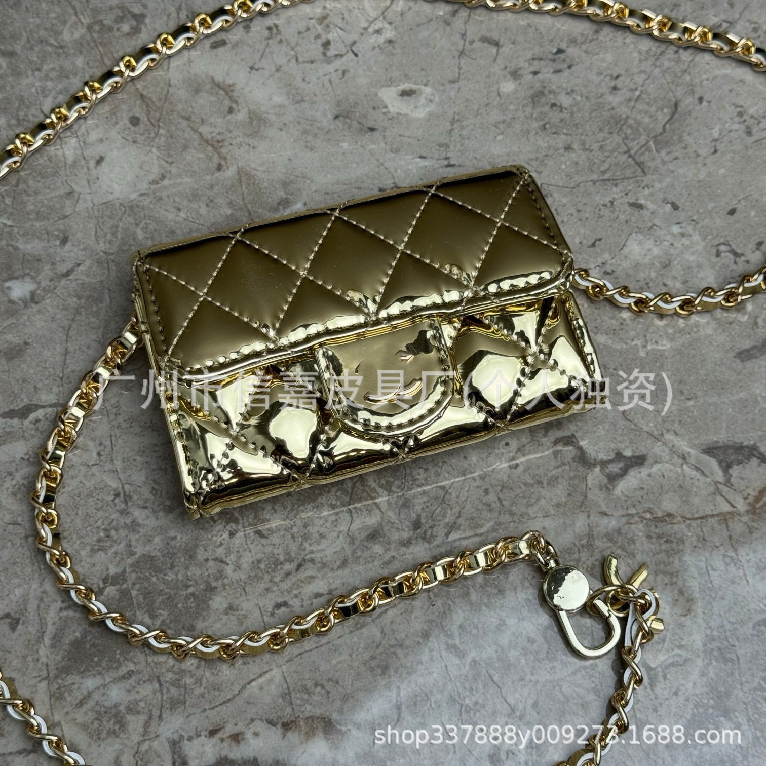 Patent leather golden color