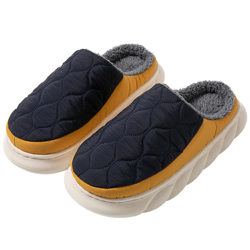Men's Autumn/Winter 2025 Large Cotton Slippers, Indoor Home Slippers with Non-Slip Thick Sole, Down-filled Waterproof and Foot Odor-Control Slippers