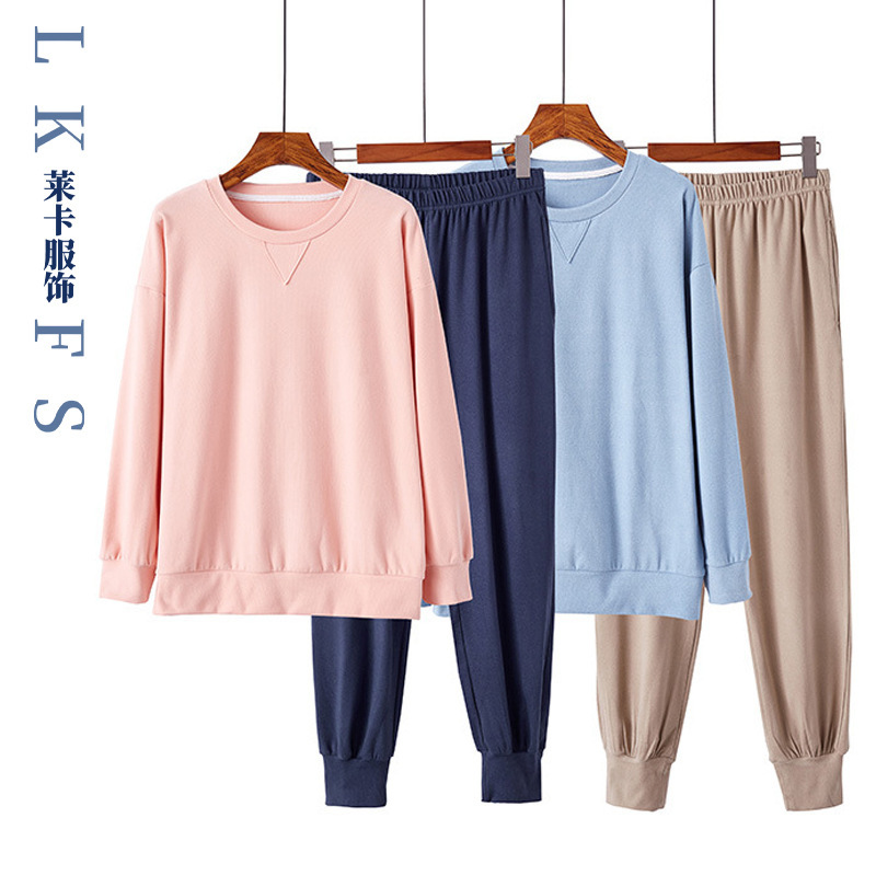 Autumn and Winter Hot card velvet cationic double-sided brushed casual sweater home outer wear long-sleeved trousers couple suit