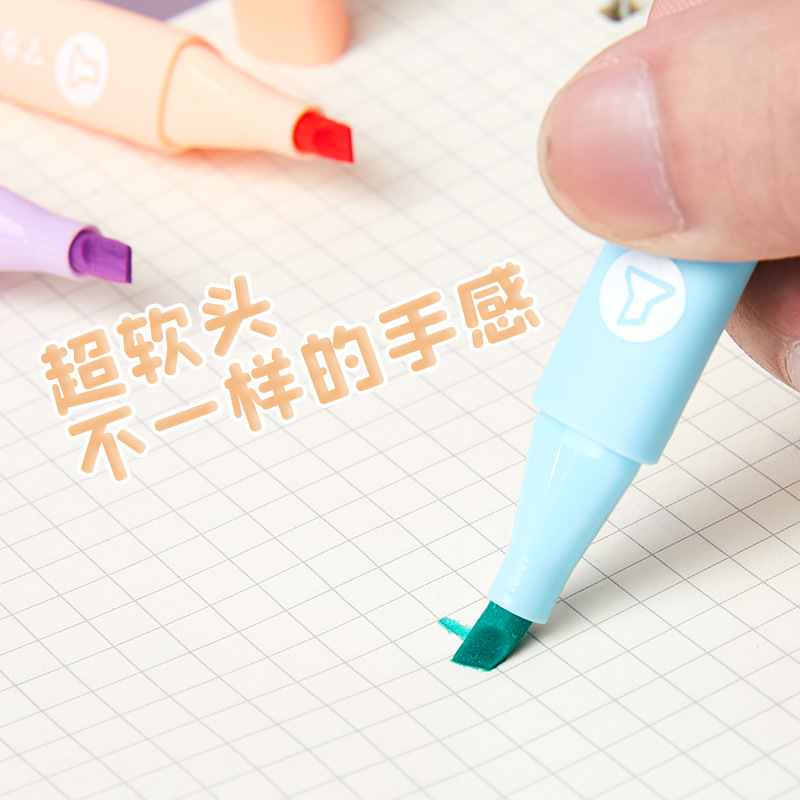 Morandi color highlighter for students, light color set, fluorescent pen for marking, colored soft tip, specially designed for note-taking