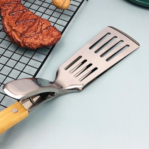 Supply stainless steel barbecue tongs, pizza and meat tongs, bread and hand grab pancake tongs tools