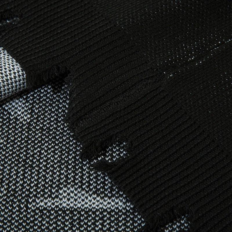 Men's Clothing street pullover portrait letter jacquard sweater casual loose commuter sweater pullover_voghion.com