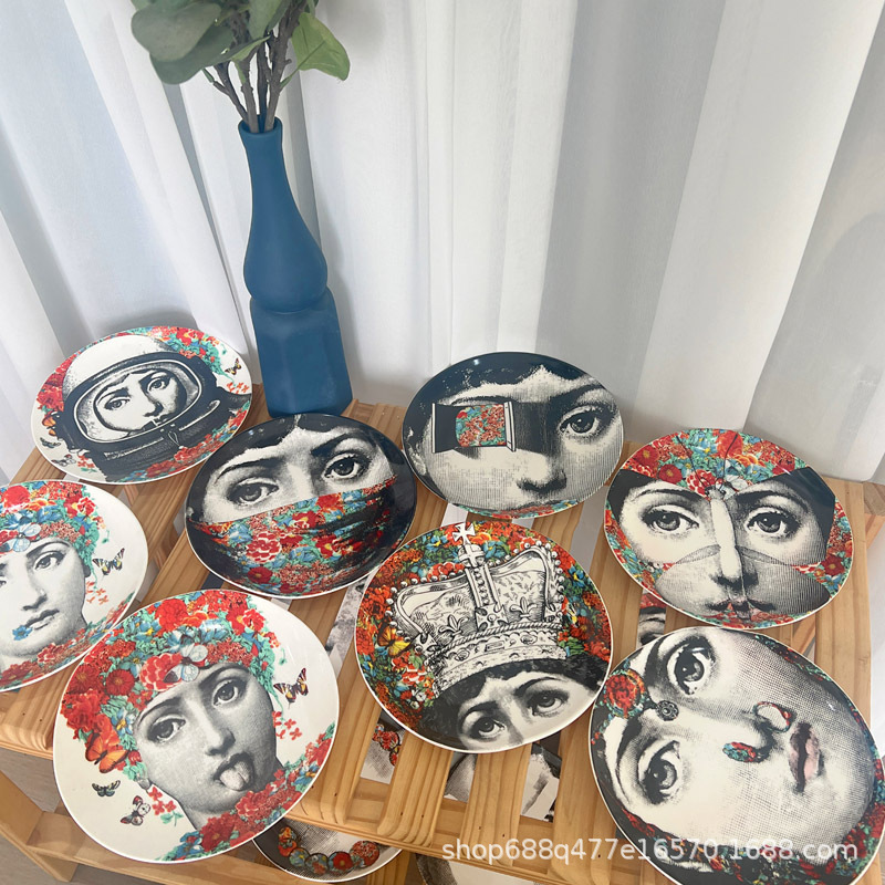 Retro Face Versatile Decorative Plate Living Room Study Background Wall Creative Portrait Art Decorative Hanging Plate Ornaments