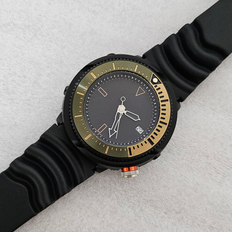 Cross-border men's new black 45mm canned watch mineral mirror green luminous with nh35 movement