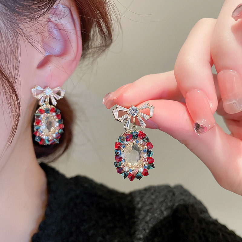 Pendientes de mariposa de cristal artificial degradado de aguja de plata chapado en oro real 2025 nuevos pendientes pendientes de moda exquisita mujer