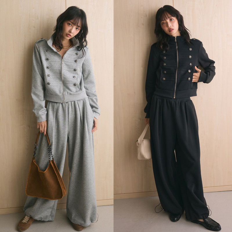 Real photos, large quantities available. New spring/autumn/winter styles: women's button-decorated sweatshirts and pants, set