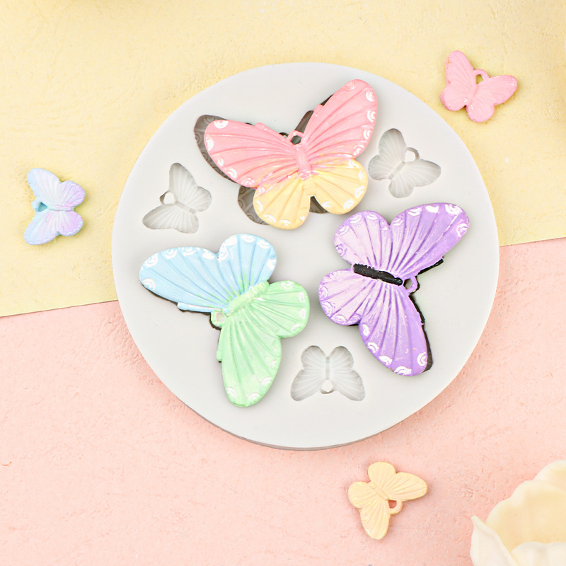Tamaño mariposa epoxi adornos llaves colgantes decoración molde de silicona diy molde de horneado de chocolate fondant hecho a mano
