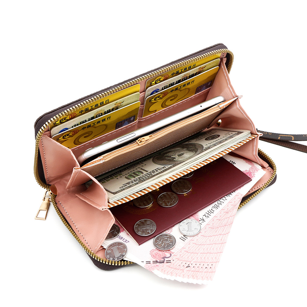 Nueva billetera para mujer, impresión de tendencia, billetera larga para mujer, monedero, embrague, billetera de gran capacidad de cuero de pu