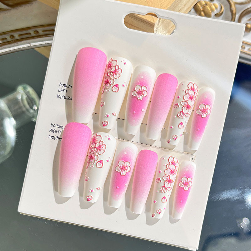 Nuevas uñas portátiles para adultos, uñas en relieve estéreo, parches de manicura, uñas postizas, uñas terminadas, uñas largas de ballet