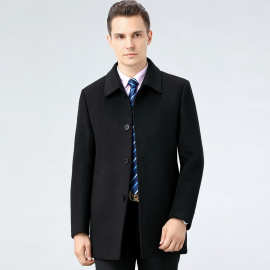 雅弋尓双面羊绒大衣男中长款翻领羽绒内胆加厚中年爸爸羊毛呢外套