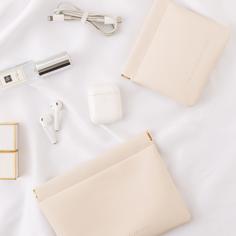 Multifuncional bolsa de almacenamiento de PU bolsa de lápiz labial impermeable bolsa de cosméticos bolsa de almacenamiento de auriculares Portátil Bolsa de almacenamiento cerrado automático