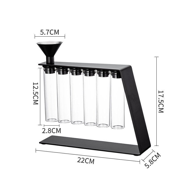 Black-Magnetic lid coffee bean display rack (6 bottles)