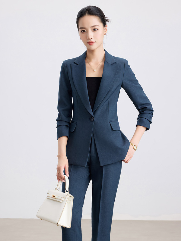 藏青色西装套装女2025新款春秋高级感修身气质职业正装经理工作服|undefined