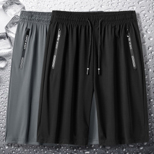 Summer fifth pants men's plus size loose casual middle pants thin stretch sports shorts fashion brand drawstring
