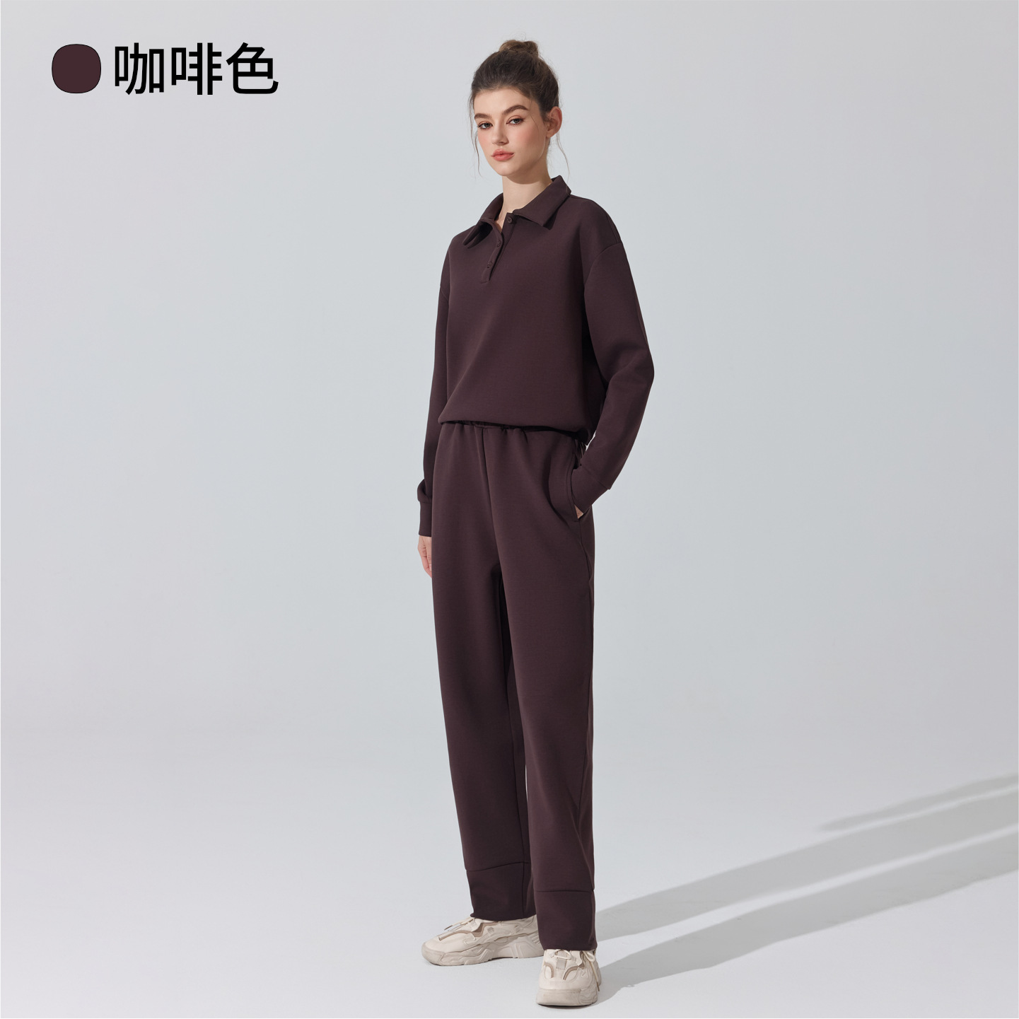 Otoño y invierno yoga set casual suelta camiseta rectas pantalones de pierna ancha calentamiento correr camiseta deportiva para mujeres